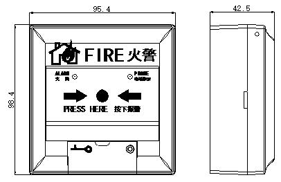 J-SAM-GST9122手动火灾报警按钮外形尺寸图 J-SAM-GST9122手动火灾报警按钮外形尺寸图