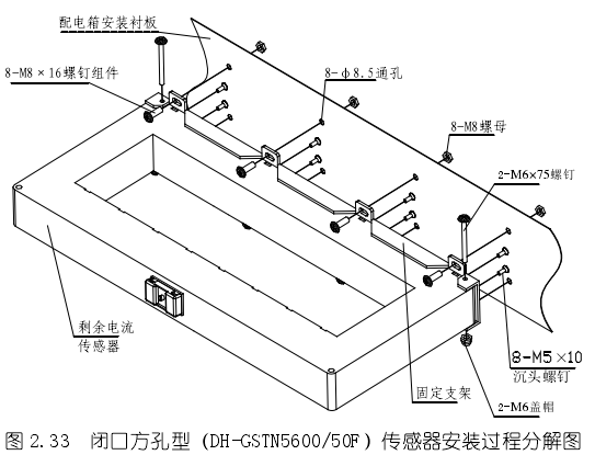 閉口方孔型（DH-GSTN5600/50F）傳感器安裝過程分解圖