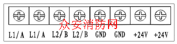 北大青鳥JBF-VDP3061B液晶火災(zāi)顯示盤接線端子示意圖