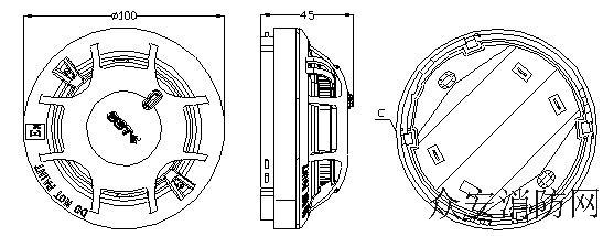海湾jtf-gof-gst9713(ex)点型复合式感烟感温火灾探测器外形尺寸图