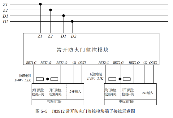 泰和安tm3911/tm3912常开防火门监控模块