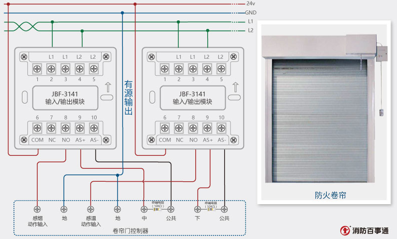 二,常見設備接線圖: 1,報警設備 jbf3141輸入/輸出模塊如果