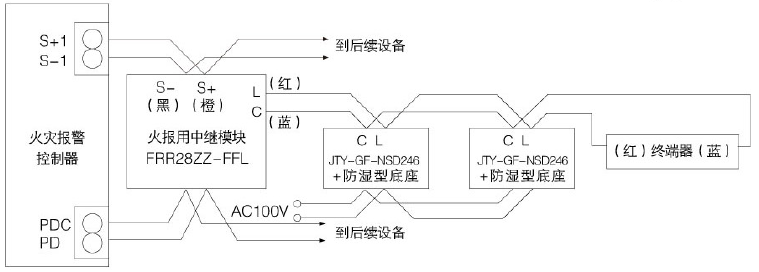 能美jty-gf-nsd246點型光電感物火災探測器(防溼型)接線圖